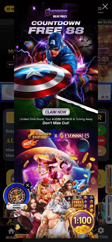 Golden Empire Casino home interface on a mobile device